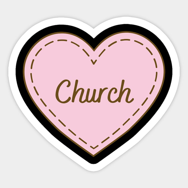 I Love Church Simple Heart Design Sticker by Word Minimalism